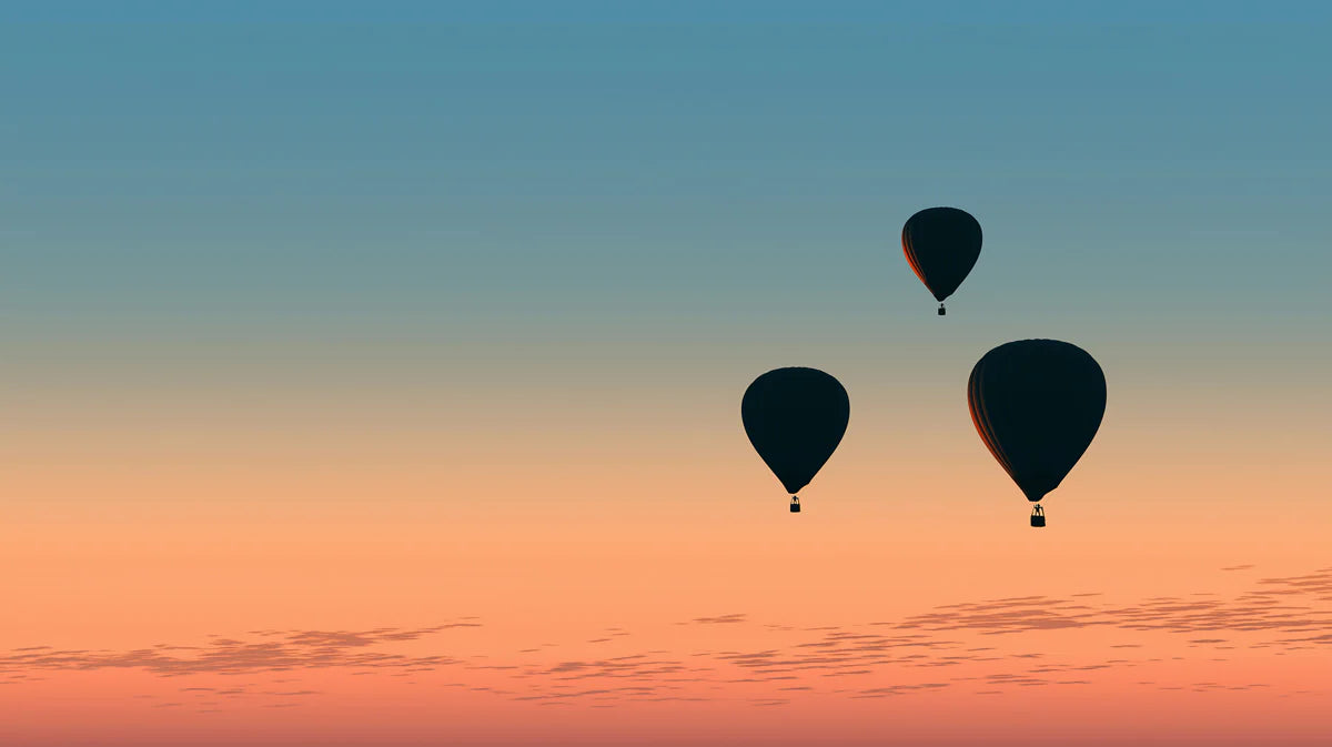 Hot Air Balloon Gradient Mural Wallpaper — Minimalist Sunset Sky Mural Wallpaper - room preview 04