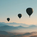Floating Hot Air Balloons Over Misty Mountains Mural Wallpaper - room preview 04