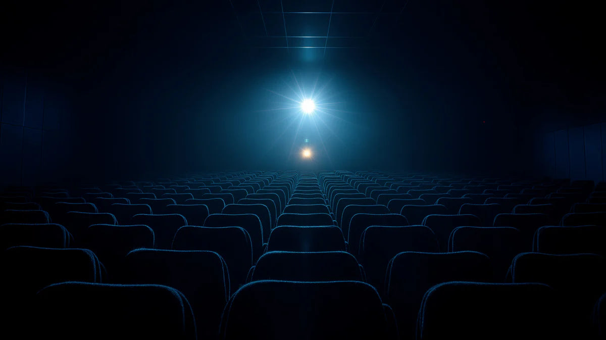 Cinema Spotlight Mural Wallpaper — Dark Atmospheric Interior Mural Wallpaper - room preview 04