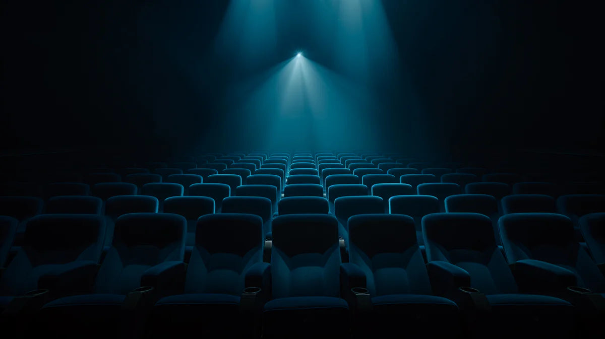 Cinema Theater Spotlight Mural Wallpaper — Dark Media Room Design Mural Wallpaper - room preview 04