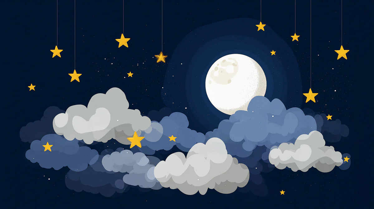 Hanging Stars and Moon Night Sky Mural Wallpaper — Whimsical Decor Mural Wallpaper - room preview 04