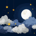 Hanging Stars and Moon Night Sky Mural Wallpaper — Whimsical Decor Mural Wallpaper - room preview 04