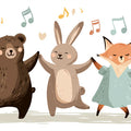 Dancing Woodland Friends Mural Wallpaper — Playful Musical Illustration Mural Wallpaper - room preview 04