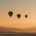 Golden Hour Hot Air Balloon Mural Wallpaper — Hazy Sunset Landscape Mural Wallpaper - room preview 04