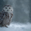 Snowy Owl Winter Wildlife Mural Wallpaper — Painterly Arctic Art Mural Wallpaper - room preview 04