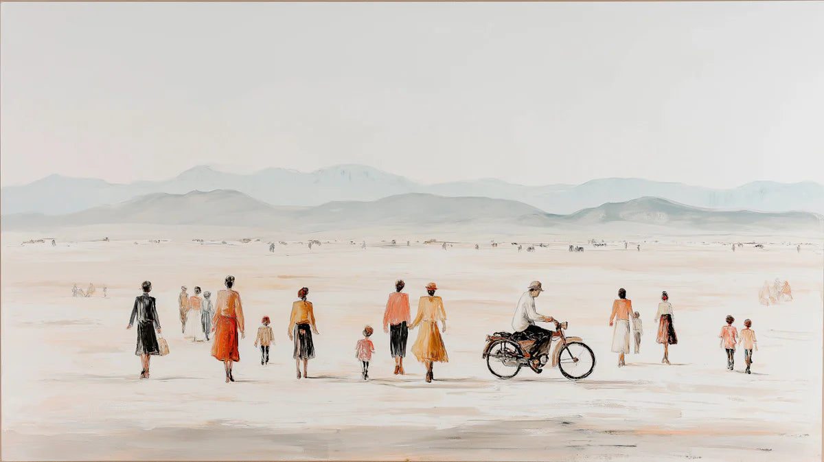 Desert Journey Mural Wallpaper — Minimalist Impressionist Scene Mural Wallpaper - room preview 04