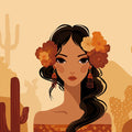 Desert Portrait Mural Wallpaper — Southwestern Boho Illustration Mural Wallpaper - room preview 04