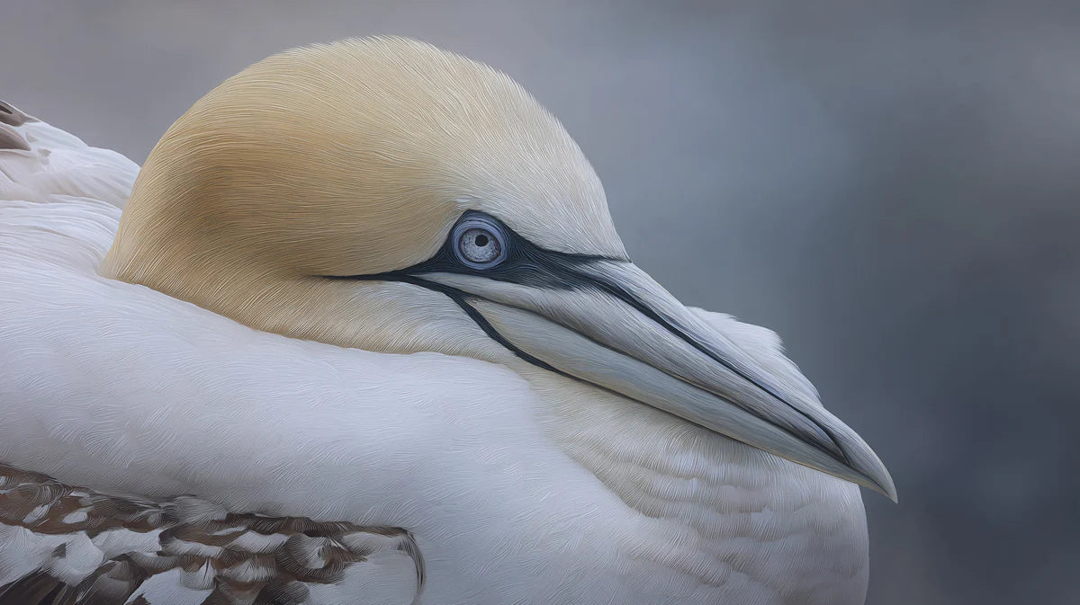 Northern Gannet Bird Portrait Mural Wallpaper — Minimalist Decor Mural Wallpaper - room preview 04
