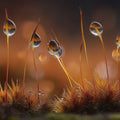 Macro Moss Dewdrop Mural Wallpaper — Warm Nature Fantasy Mural Wallpaper - room preview 04
