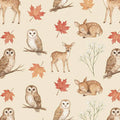 Autumn Woodland Animals Mural Wallpaper — Watercolor Forest Pattern Mural Wallpaper - room preview 04