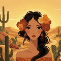 Desert Bloom Portrait Mural Wallpaper — Bohemian Sunset Art Mural Wallpaper - room preview 04