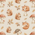 Woodland Friends Mural Wallpaper — Whimsical Watercolor Pattern Mural Wallpaper - room preview 04