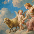 Renaissance Angel and Sheep Mural Wallpaper — Heavenly Cloud Design Mural Wallpaper - room preview 04