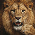 Majestic Lion Portrait Mural Wallpaper —Dark Realistic Wildlife Mural Wallpaper - room preview 04