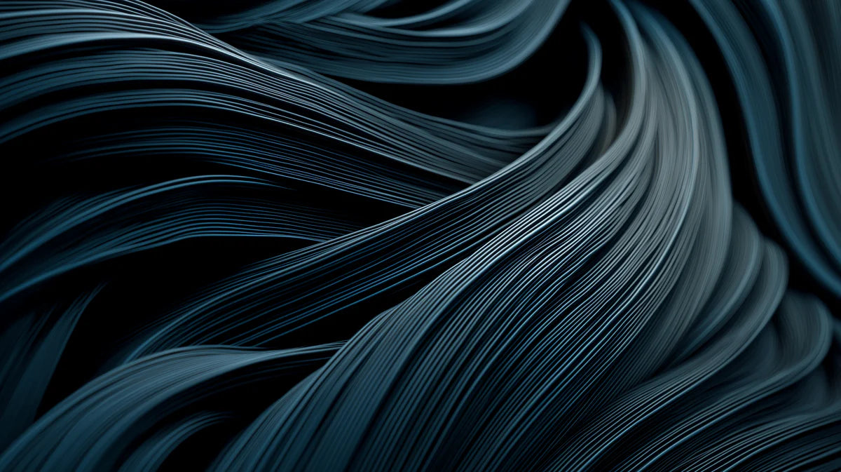 Fluid Teal Abstract Lines Mural Wallpaper — Modern Flowing Texture Mural Wallpaper - room preview 04