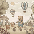 Woodland Friends Mural Wallpaper — Playful Sepia Adventure Mural Wallpaper - room preview 04