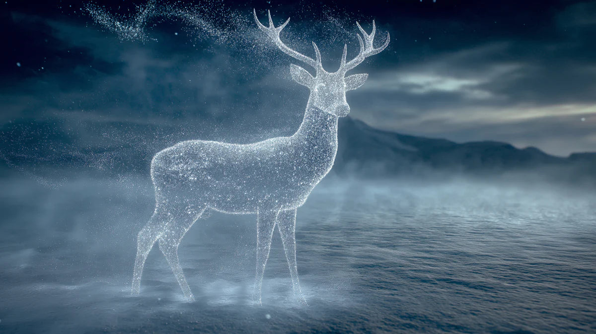 Stellar Stag Spirit Mural Wallpaper — Ethereal Winter Landscape Mural Wallpaper - room preview 04