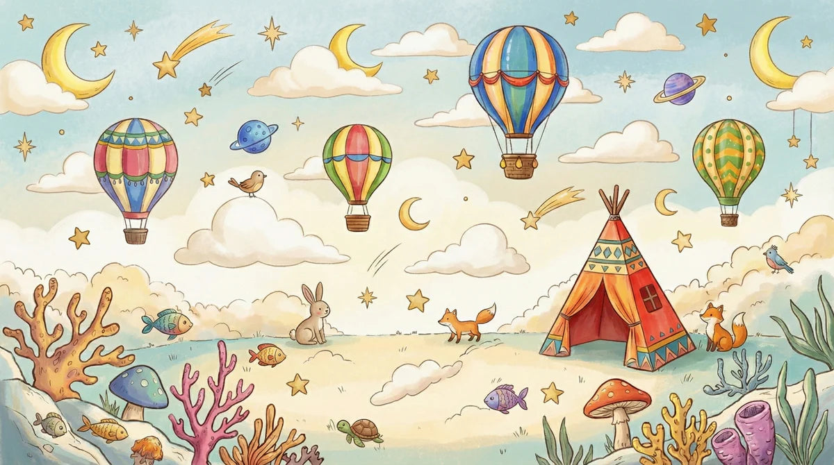 Whimsical Dreamscape Mural Wallpaper — Sky and Sea Mashup Mural Wallpaper - room preview 04