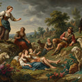 Pastoral Countryside Oil Painting Mural Wallpaper — Vintage Art Mural Wallpaper - room preview 04