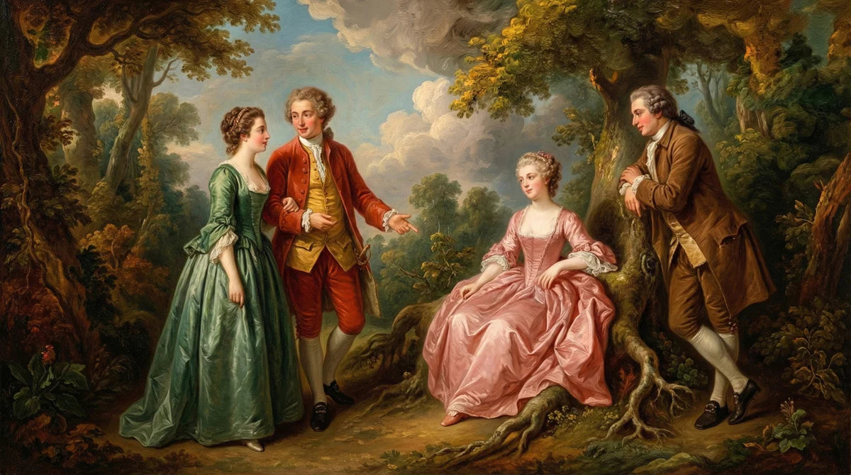 18th-Century Courtship Mural Wallpaper — Vintage Oil Painting Mural Wallpaper - room preview 04