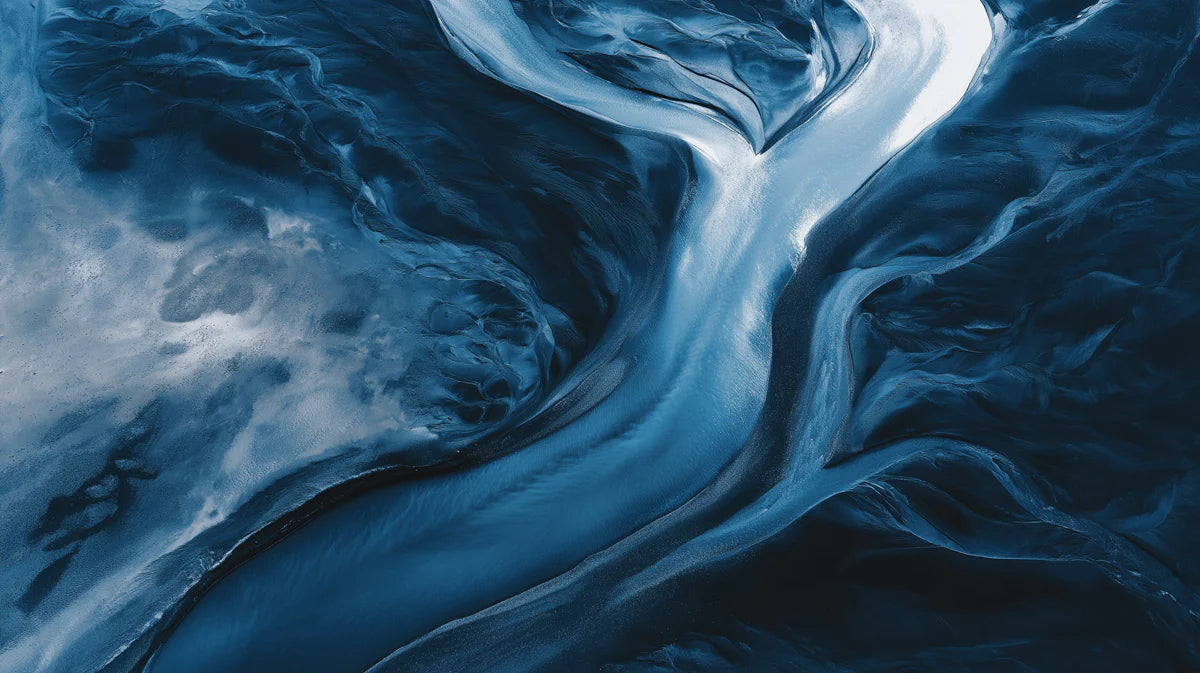Glacial River Delta Mural Wallpaper — Abstract Fluid Nature Mural Wallpaper - room preview 04