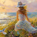 Coastal Impressionist Seaside Mural Wallpaper — Summer Morning Scene Mural Wallpaper - room preview 04
