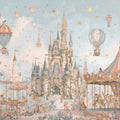 Fairytale Kingdom Mural Wallpaper — Whimsical Pastel Castle Design Mural Wallpaper - room preview 04