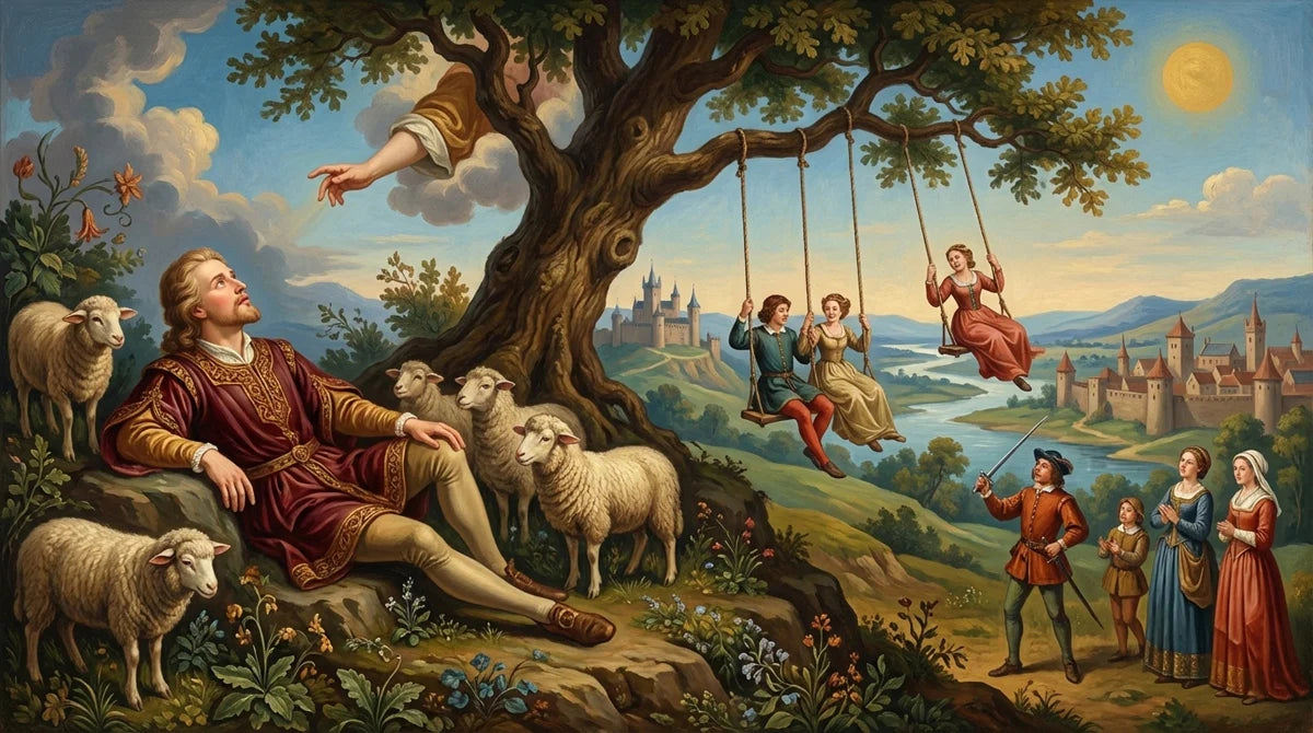 Renaissance Shepherding Scene Mural Wallpaper — Artistic Heritage Mural Wallpaper - room preview 04