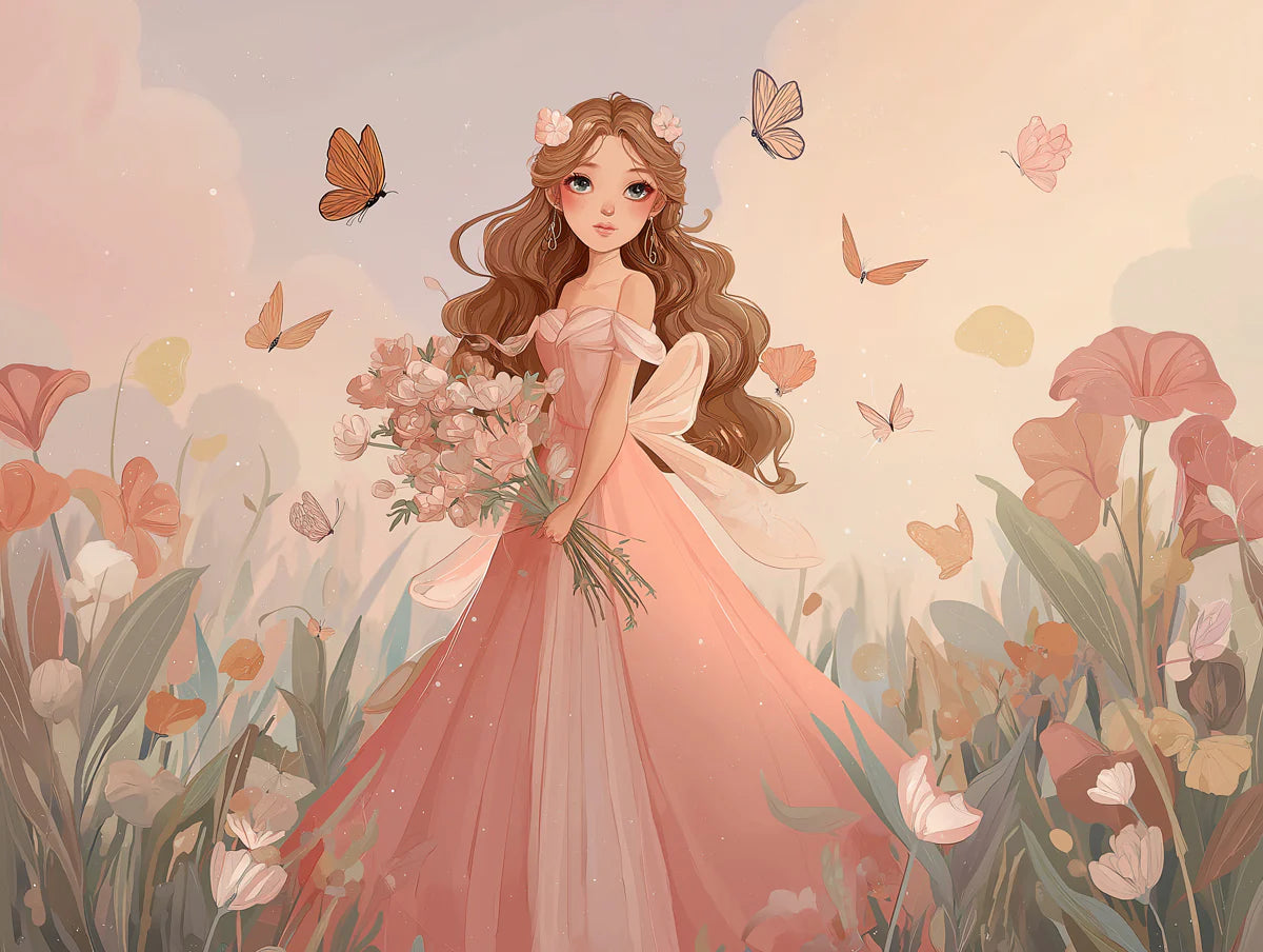 Anime Fairy Garden Mural Wallpaper — Soft Whimsical Illustration Mural Wallpaper - room preview 04