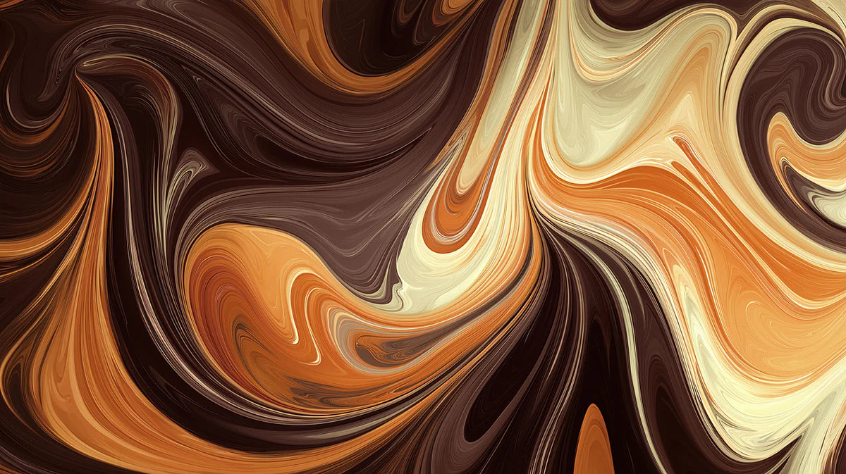 Molten Caramel Marble Mural Wallpaper — Fluid Abstract Design Mural Wallpaper - room preview 04