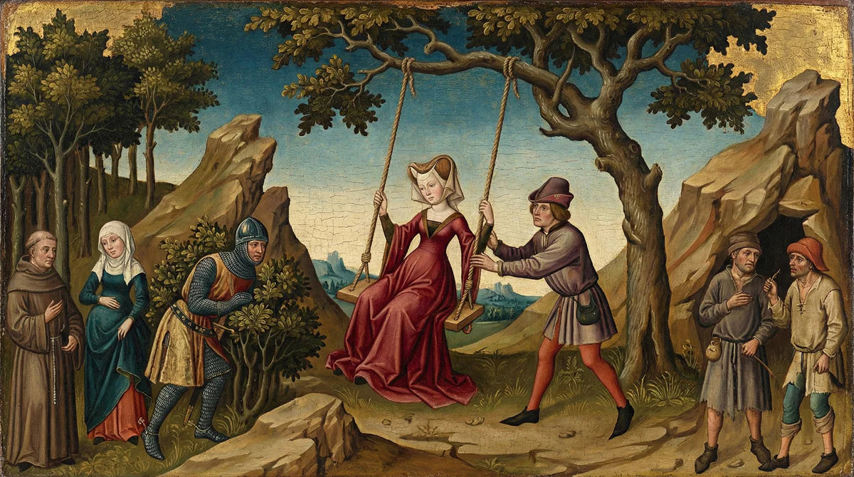 Medieval Courtship Mural Wallpaper — Renaissance Gothic Art Mural Wallpaper - room preview 04