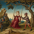 Medieval Courtship Mural Wallpaper — Renaissance Gothic Art Mural Wallpaper - room preview 04