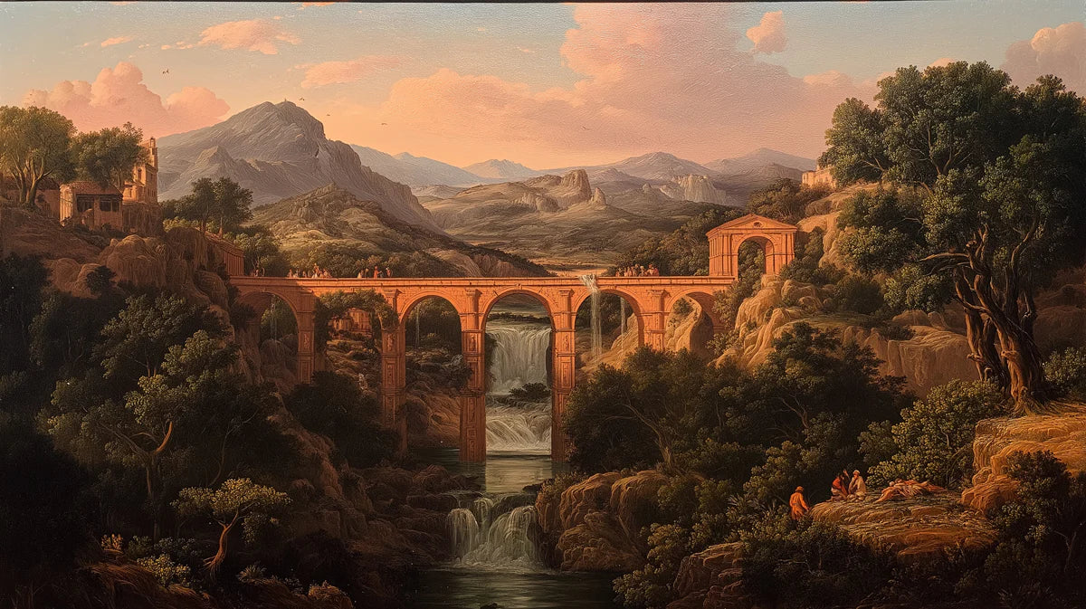 Classical Roman Aqueduct Landscape Mural Wallpaper - room preview 04