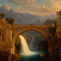 Classical Roman Bridge & Waterfall Landscape Mural Wallpaper - room preview 04