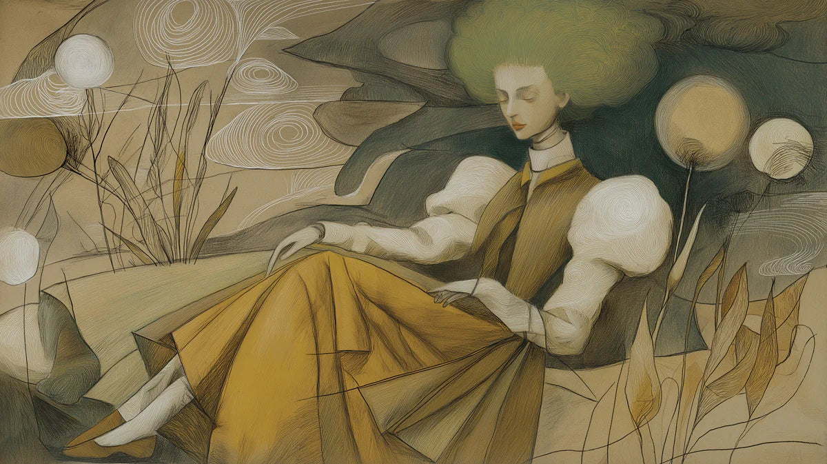 Surreal Dreamer Mural Wallpaper — Artistic Whimsical Illustration Mural Wallpaper - room preview 04