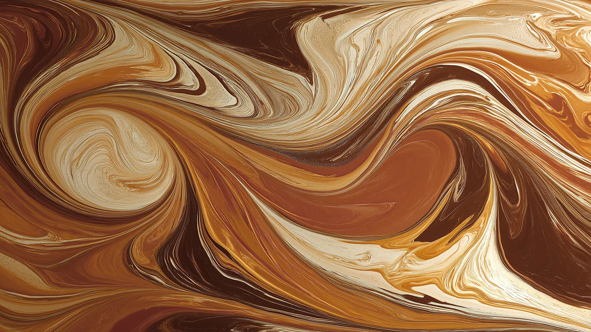 Molten Caramel Fluid Art Mural Wallpaper — Abstract Luxury Design Mural Wallpaper - room preview 04