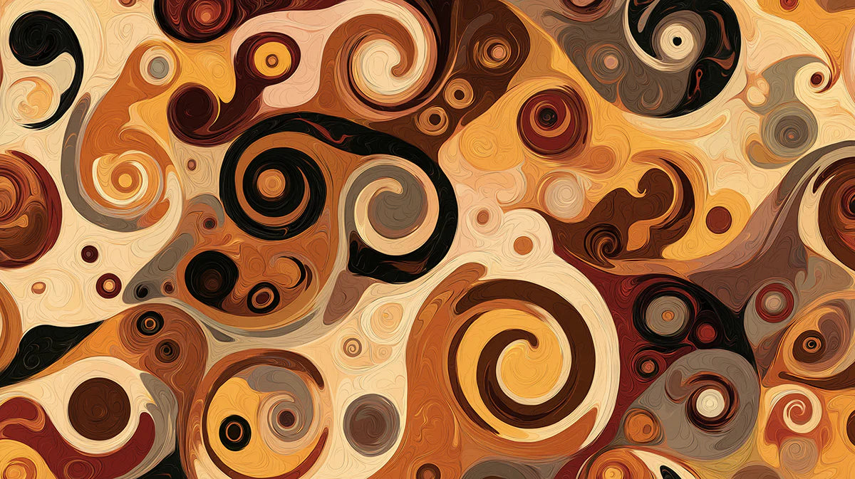 Golden Swirls Abstract Mural Wallpaper — Art Nouveau Inspired Design Mural Wallpaper - room preview 04