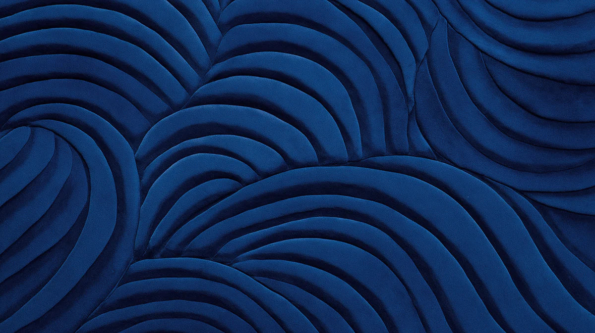 Midnight Waves Mural Wallpaper — Sculptural Blue Relief Design Mural Wallpaper - room preview 04