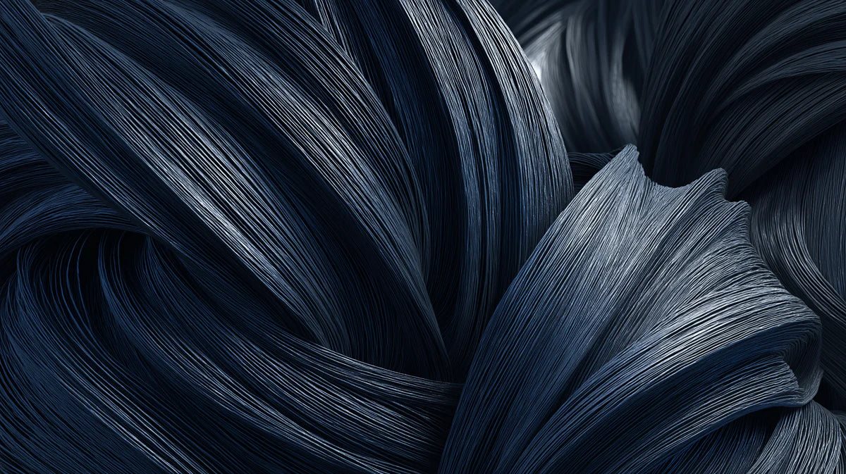 Indigo Fluid Ribbons Mural Wallpaper — Modern Sculptural Design Mural Wallpaper - room preview 04