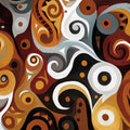 Tribal Abstract Swirls Mural Wallpaper — Earth Tone Art Mural Wallpaper - room preview 04