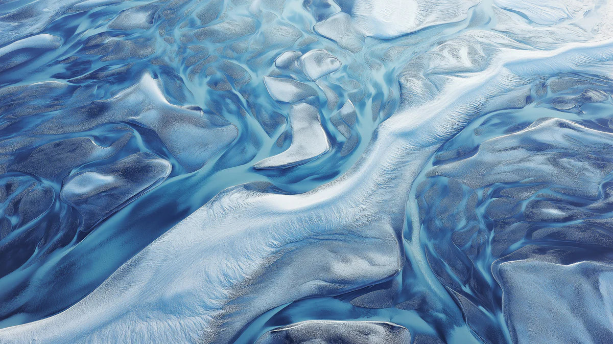 Glacial River Aerial Mural Wallpaper — Fluid Nature Design Mural Wallpaper - room preview 04