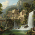 Classical Roman Ruins and Waterfall Landscape Mural Wallpaper - room preview 04