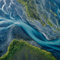 Glacial River Delta Mural Wallpaper — Aerial Nature Pattern Mural Wallpaper - room preview 04