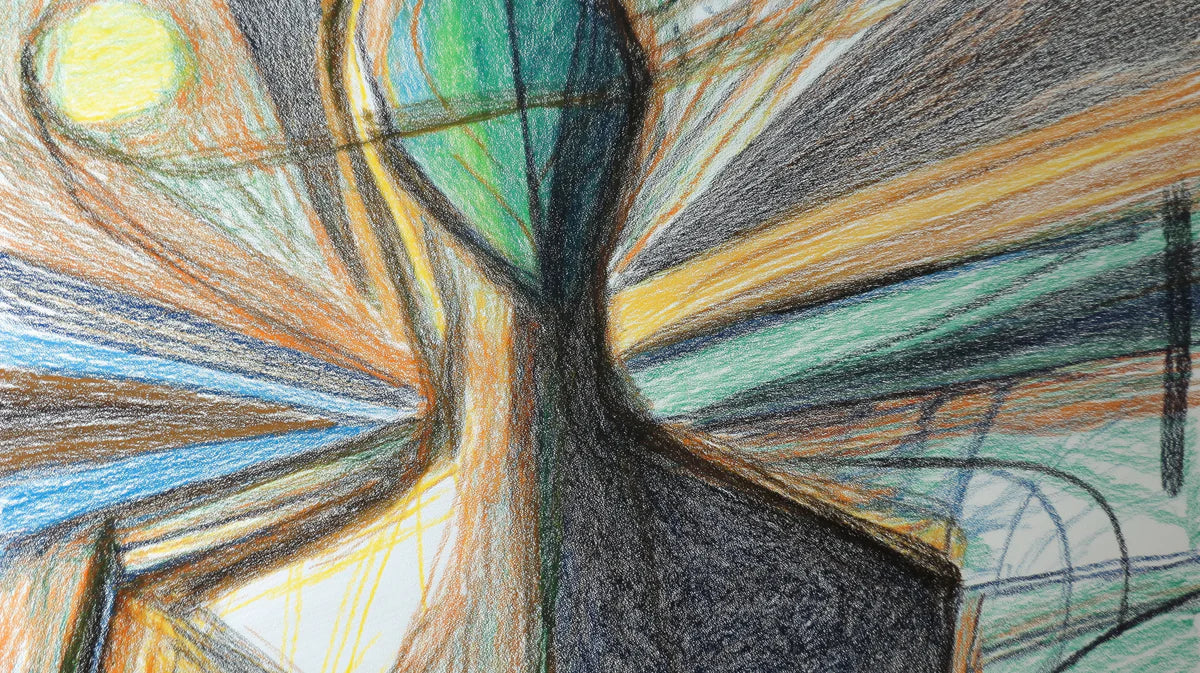 Abstract Crayon Sketch Mural Wallpaper — Expressive Artistic Design Mural Wallpaper - room preview 04