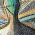 Abstract Crayon Sketch Mural Wallpaper — Expressive Artistic Design Mural Wallpaper - room preview 04