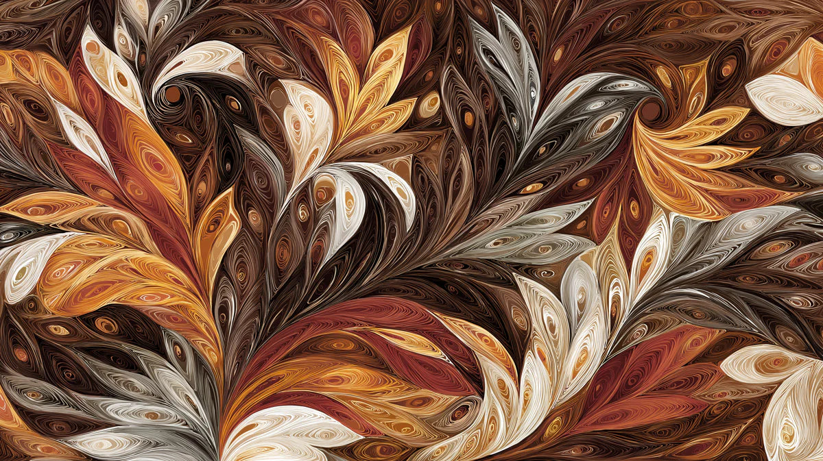 Autumn Quilled Leaves Mural Wallpaper — Organic Abstract Art Mural Wallpaper - room preview 04