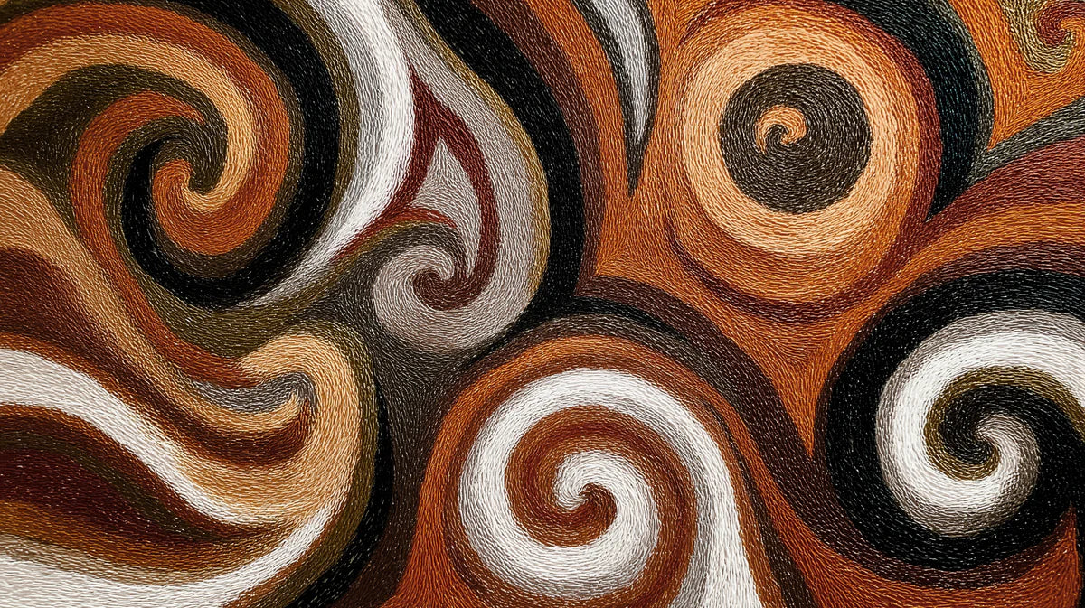 Embroidered Swirl Mural Wallpaper — Textured Copper and Charcoal Mural Wallpaper - room preview 04