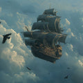 Flying Galleon Fantasy Mural Wallpaper — Epic Sky Adventure Mural Wallpaper - room preview 04