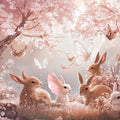 Sakura Meadow Bunny Mural Wallpaper — Whimsical Woodland Scene Mural Wallpaper - room preview 04