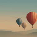 Floating Hot Air Balloon Landscape Mural — Minimalist Pastel Decor Mural Wallpaper - room preview 04